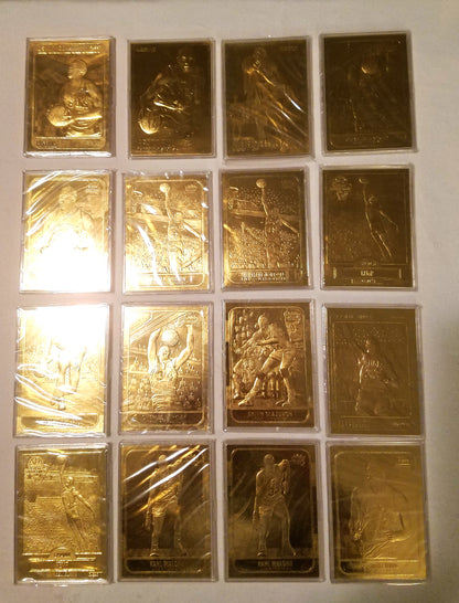 1997 Fleer 23kt Gold Basketball Card Lot (16) - 2x Michael Jordan, Pippen, Rodman
